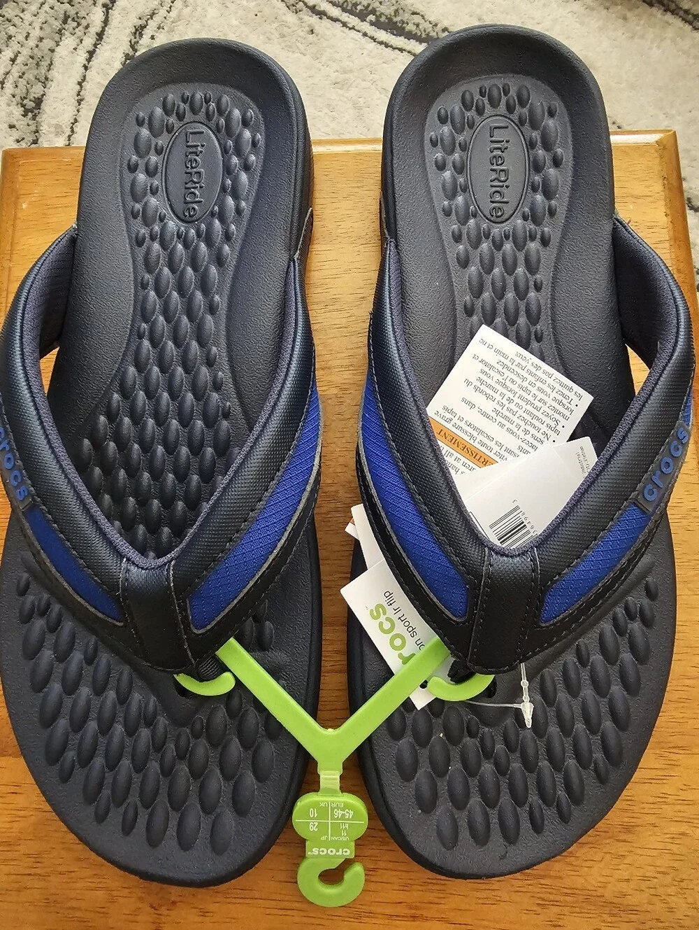 Crocs Yukon Sport LiteRide Flip Flops Sandles Mens Navy Blue Slip-On Thong - 11M